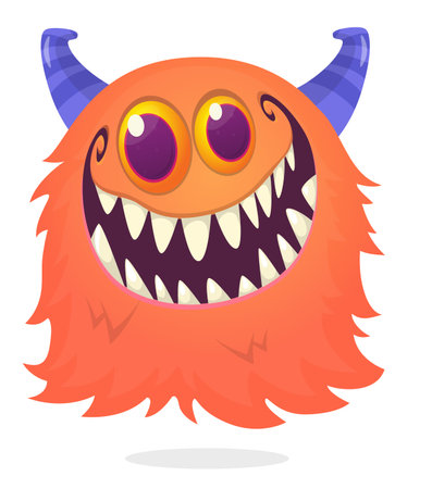 Angry cartoon flying monster with funny face. Halloween vector illustration.のイラスト素材