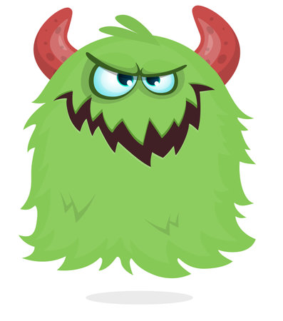Angry cartoon flying monster with funny face. Halloween vector illustration.のイラスト素材