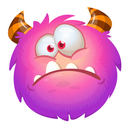 Funny cartoon monster character. Illustration of cute and happy alien creature.のイラスト素材
