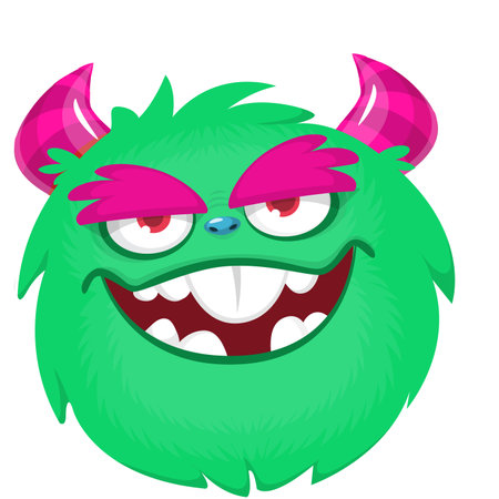 Funny cartoon monster character. Illustration of cute and happy alien creature.のイラスト素材