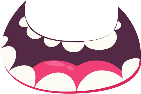 Funny cartoon monster mouth full of teeth.  Illustration for mask or party decoration. Halloween design.のイラスト素材