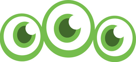 Funny cartoon monster eyes.  Illustration of cute and happy monster expression. Halloween design. Great for party decorationのイラスト素材