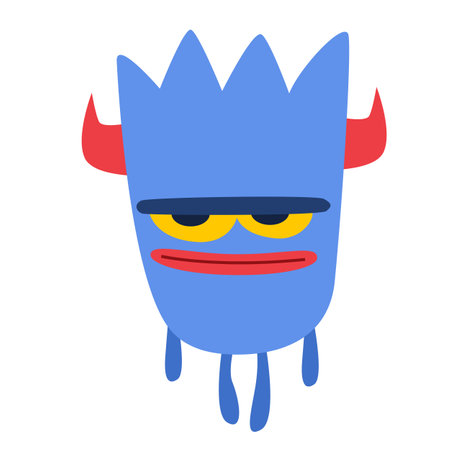 Funny cartoon monster character. Illustration of cute and happy alien creature for Halloween party decoration or package design. Vector isolated.のイラスト素材