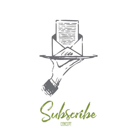 Subscribe, newsletter, mail, internet, communication concept. Hand drawn letter envelope concept sketch. Isolated vector illustration.のイラスト素材