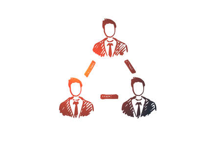 Teamwork, business, people, cooperation, friendship concept. Hand drawn people coworking together concept sketch. Isolated vector illustration.のイラスト素材