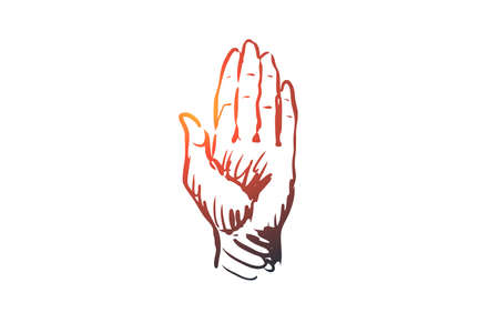 Touch, hand, finger, gesture, press concept. Hand drawn human hand concept sketch. Isolated vector illustration.のイラスト素材