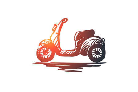 Scooter, bike, speed, vehicle, transport concept. Hand drawn scooter urban transport concept sketch. Isolated vector illustration.のイラスト素材