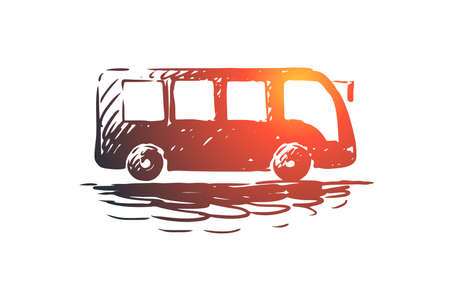 Shuttle, car, transportation, vehicle, bus concept. Hand drawn transport for passengers concept sketch. Isolated vector illustration.のイラスト素材