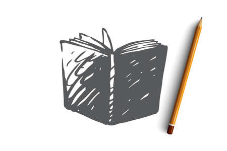 Book, open, library, education, page concept. Hand drawn open book, symbol of education concept sketch. Isolated vector illustration.のイラスト素材
