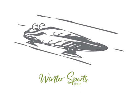 Luge, winter, sport, ice, speed concept. Hand drawn competition of luge sport concept sketch. Isolated vector illustration.のイラスト素材
