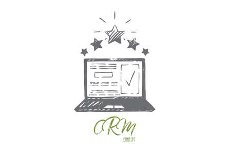 Review, check, rating, vote, opinion concept. Hand drawn review and rating concept sketch. Isolated vector illustration.のイラスト素材