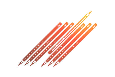 Not like everyone else, difference, otherness, social isolation and dissent. One pencil turning to...