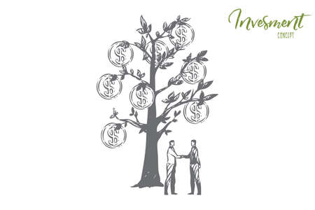 Investment concept sketch. Isolated vector illustrationのイラスト素材