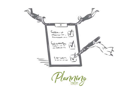 Planning concept sketch. Isolated vector illustrationのイラスト素材
