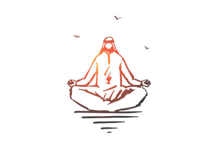 Concentration, yoga, meditation concept sketch. Hand drawn isolated vectorのイラスト素材