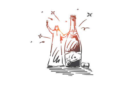 Holiday celebration concept sketch. Hand drawn isolated vectorのイラスト素材