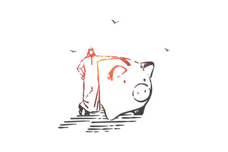 Bank deposit investment concept sketch. Hand drawn isolated vectorのイラスト素材