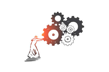 Business problem solving concept sketch. Hand drawn isolated vectorのイラスト素材