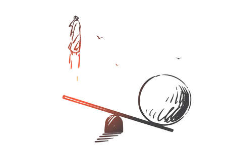 Career boost, determination concept sketch. Hand drawn isolated vectorのイラスト素材