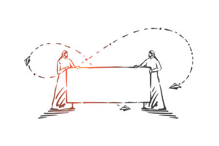 Demonstration, announcement, advertisement concept sketch. Hand drawn isolated vectorのイラスト素材