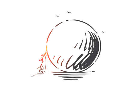 Motivation, determination, effort concept sketch. Hand drawn isolated vectorのイラスト素材