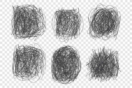 Tangled scribbles vector illustrations set