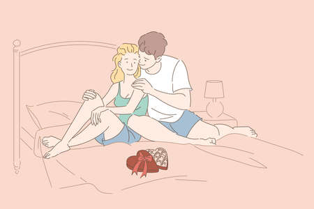 Romance, Love, sensuality, honeymoon concept.のイラスト素材