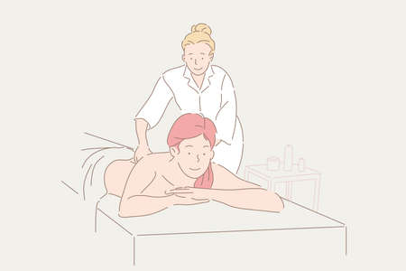Massage, rehabilitation, health, relax concept.のイラスト素材