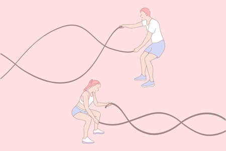 Sport exercises, functional training, active lifestyle conceptのイラスト素材