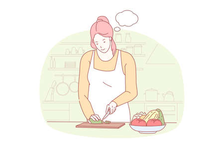 Cooking, preparing dinner, gastronomy conceptのイラスト素材
