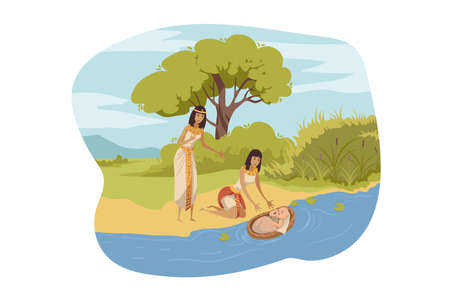 Egyptians find Moses, Bible conceptのイラスト素材