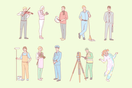 Various lines of work, labor day set conceptのイラスト素材