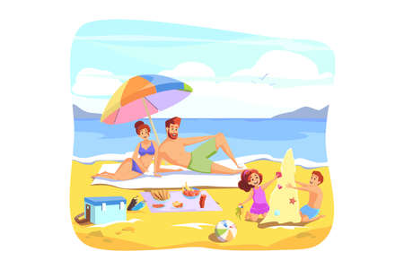 Summer vacation, rest, family holiday conceptのイラスト素材