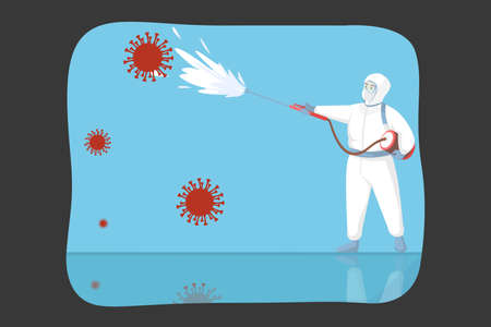 Disinfection, coronavirus, cleanup, protection, biohazard conceptのイラスト素材