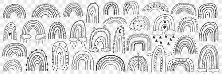 Various rainbows silhouettes doodle setのイラスト素材