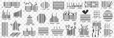 Barcodes on packs doodle setのイラスト素材