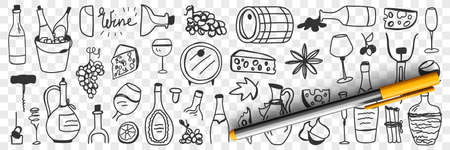 Goods for wine making doodle setのイラスト素材