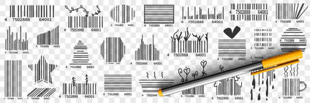 Barcodes on packs doodle set