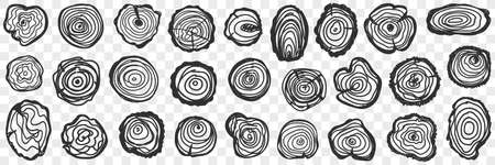 Fellings of tree pattern doodle setのイラスト素材