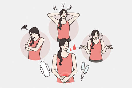 Pms and mood before menstruation conceptのイラスト素材