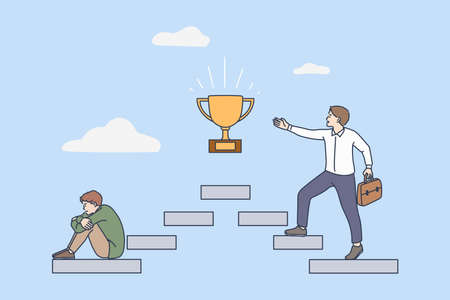 Motivated man on career steps to goal achievementのイラスト素材