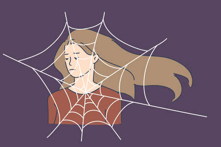 Unhappy young woman feeling depressed in lifeのイラスト素材