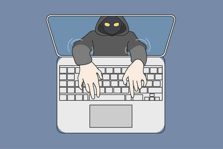 Hacker phishing online on computer stealing dataのイラスト素材