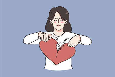 Breaking up and Broken heart conceptのイラスト素材