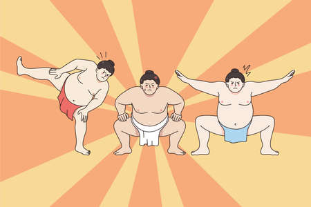 Traditional sumo wrestling fight concept.のイラスト素材