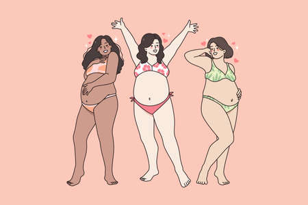 Body positive and self love concept.のイラスト素材