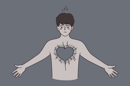 Broken heart and negative emotions concept.のイラスト素材
