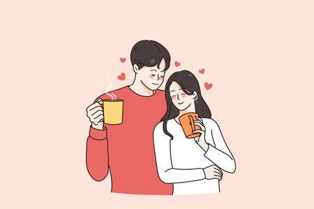 Hot drinks and love concept.のイラスト素材