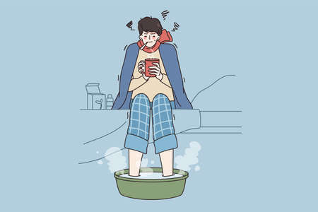 Fever and getting flu concept.のイラスト素材