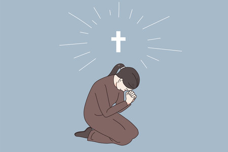 Religion praying and believe in god conceptのイラスト素材